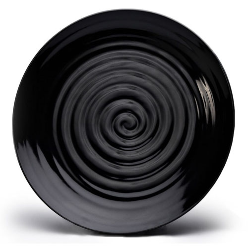 Elite Global Solutions D1014RG Galaxy 10 1/4" Round Swirl Black Melamine Plate - Case of 6