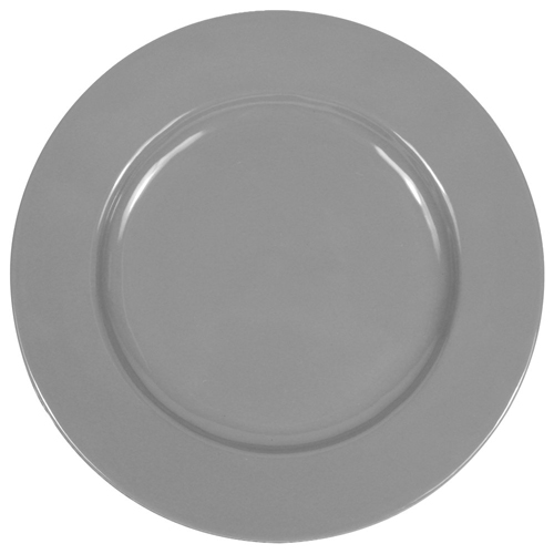 Elite Global Solutions D1025C Cottage Vintage California 10 1/2" Gray Round Rim Melamine Plate - Case of 6