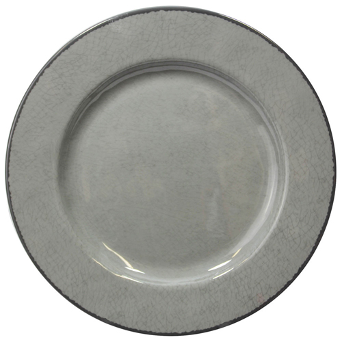Elite Global Solutions D1025M Mojave Vintage California 10 1/2" Gray Round Crackle Melamine Plate - Case of 6
