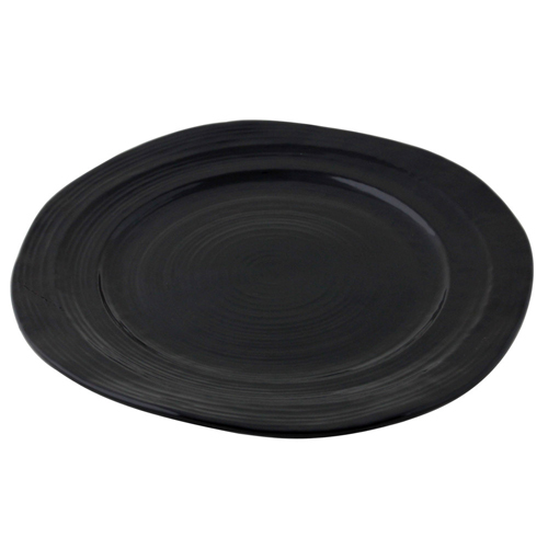 Elite Global Solutions D1134 Della Terra 11 3/4" Black Irregular Round Melamine Plate - Case of 6