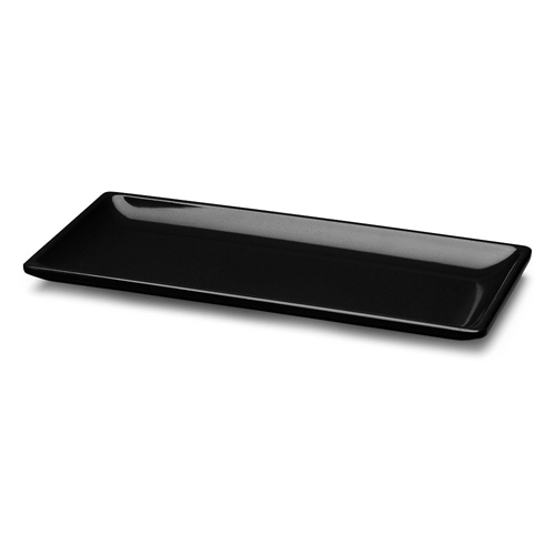 Elite Global Solutions D126RC Squared Black 12" x 5 1/2" Rectangular Melamine Platter - Case of 6