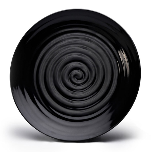 Elite Global Solutions D12RG Galaxy 12" Round Swirl Black Melamine Plate - Case of 6