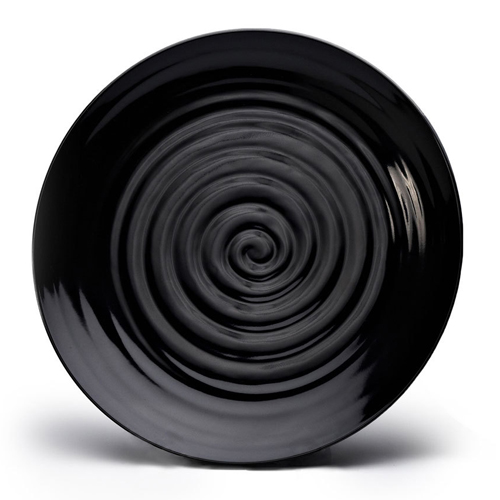 Elite Global Solutions D12RG Galaxy Round Swirl Black Melamine Plate - Case of 6