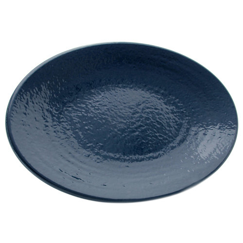 Elite Global Solutions D812RR Pebble Creek Lapis-Colored 12 3/4" x 8 3/4" Oval Platter - Case of 6