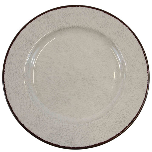 Elite Global Solutions D850M Mojave Vintage California 8 1/2" Vanilla Round Crackle Melamine Plate - Case of 6