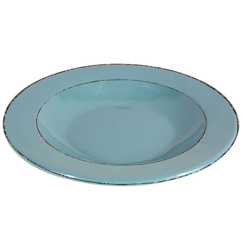 Elite Global Solutions DB10T Trestles Vintage California 18 oz. Cameo Blue Round Double-Line Pasta / Soup Bowl - Case of 6