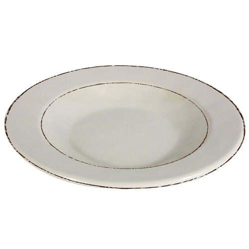 Elite Global Solutions DB878T Trestles Vintage California 12 oz. Vanilla Round Double-Line Pasta / Soup Bowl - Case of 6