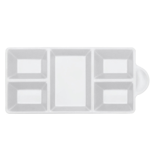 Elite Global Solutions JWT6C Ore 8 3/4" x 4 3/8" White Five-Compartment Tray - Case of 6