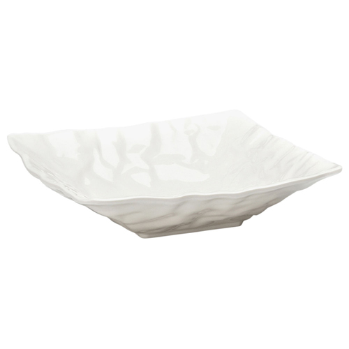 Elite Global Solutions M10102 Crinkled Paper Display White 1.5 Qt. Square Melamine Bowl - Case of 6