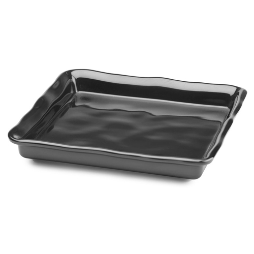 Elite Global Solutions M1010 The Edge Black 10" x 10" x 1 1/2" Square Organic Edge Tray - Case of 6