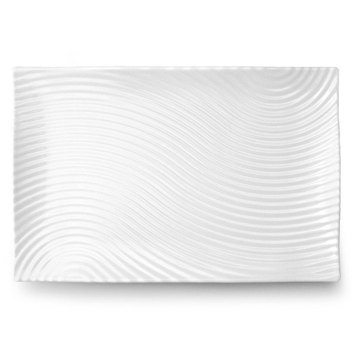 Elite Global Solutions M1015RC Pura Vita Rectangular Melamine Ribbed Platter - Case of 3