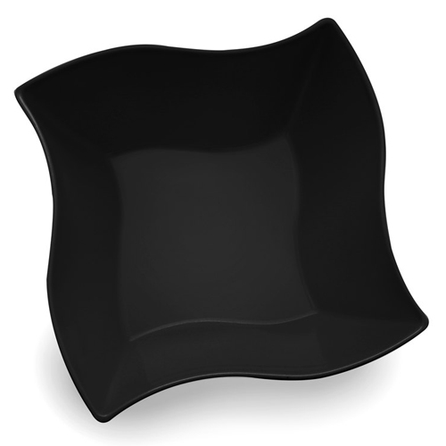 Elite Global Solutions M105B Wave Black qt. Square Melamine Bowl - Case of 2