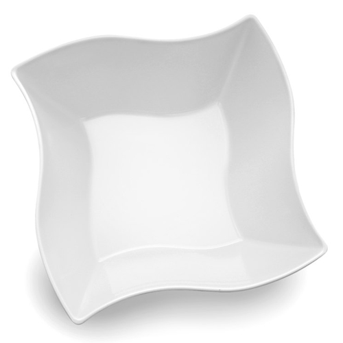 Elite Global Solutions M105NW Wave Display White qt. Square Melamine Bowl - Case of 2