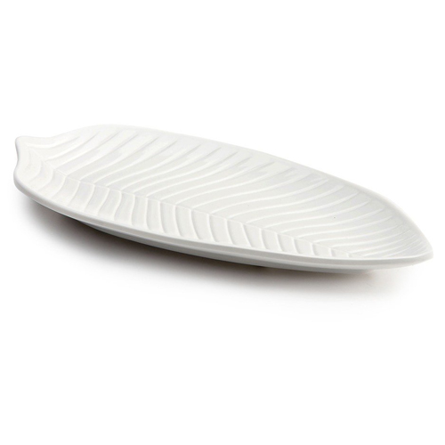 Elite Global Solutions M105PL Naturals Display White 10 1/4" Leaf Melamine Platter - Case of 6