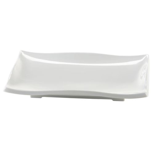 Elite Global Solutions M108WNW Foundations Display White 10 1/2" x 9" Rectangular Wave Platter - Case of 6