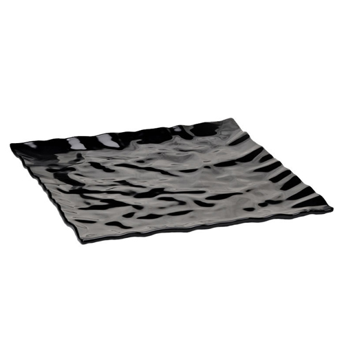 Elite Global Solutions M12121 Crinkled Paper Black 12" x 12" Square Melamine Tray - Case of 3