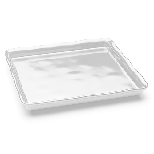 Elite Global Solutions M1314 The Edge Display White 14" x 13" x 1 5/8" Rectangular Organic Edge Tray - Case of 3