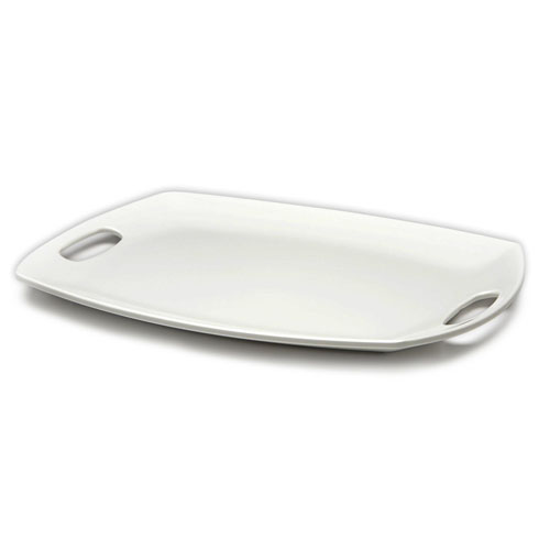 Elite Global Solutions M1317OVH Bilbao Display White 17 1/8" x 12 3/4" Flat Rectangular Platter with Handles - Case of 4