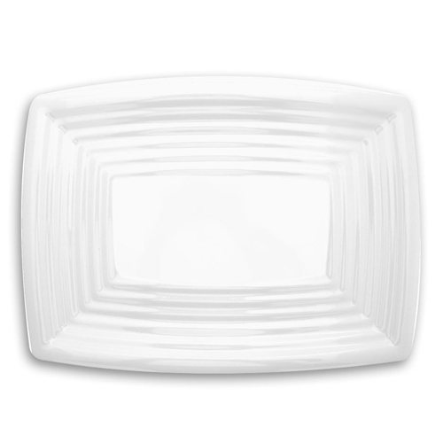 Elite Global Solutions M1318RC Pura Vita Rectangular Melamine Ribbed Platter - Case of 3