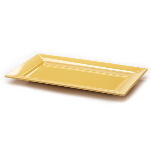 Elite Global Solutions M135RCY Foundations Yellow 13 1/2" x 8 1/2" Rectangular Platter - Case of 6