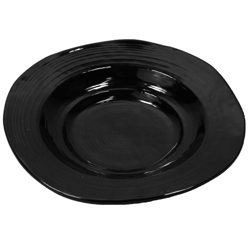 Elite Global Solutions M14B Della Terra 44 oz. Black Irregular Round Serving Bowl - Case of 4