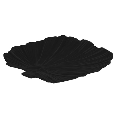 Elite Global Solutions M14PL Naturals Black 14" Palm Leaf Melamine Platter - Case of 3