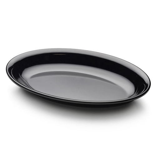 Elite Global Solutions M1510OVB Foundations Black 15" x 10" Oval Platter - Case of 6