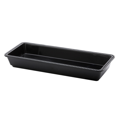 Elite Global Solutions M1562 Venetian Black 15" x 6" x 2" Rectangular Melamine Tray