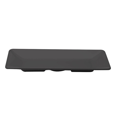 Elite Global Solutions M168RC Symmetry Black 16" x 8" Rectangular Melamine Platter - Case of 6