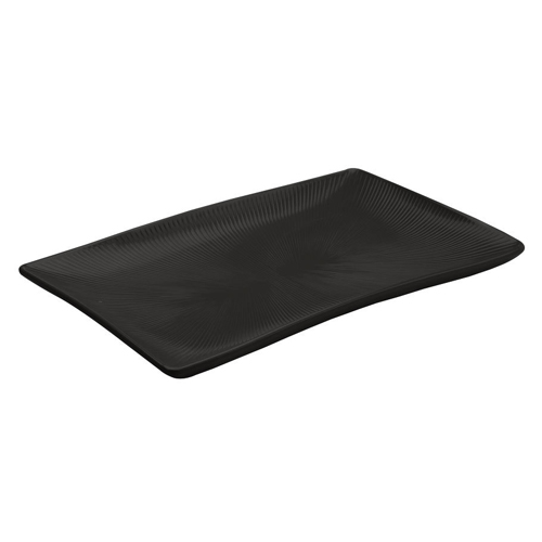 Elite Global Solutions M1711RCT Sunburst Black 17" Rectangular Melamine Tray - Case of 4