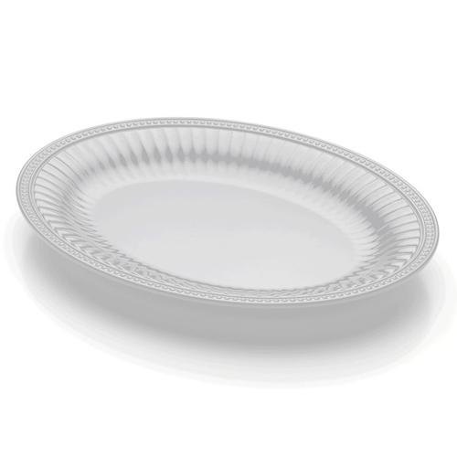 Elite Global Solutions M1713OVNW Foundations Display White 17" x 13" Oval Beaded Edge Platter - Case of 4