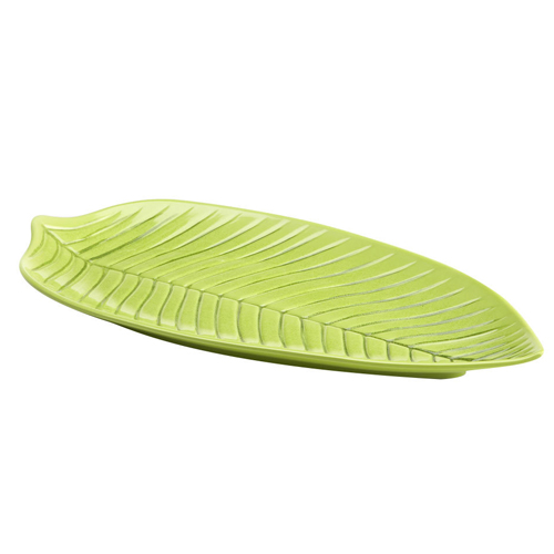 Elite Global Solutions M179PL Naturals Design Green 17 3/4" Leaf Melamine Platter - Case of 4