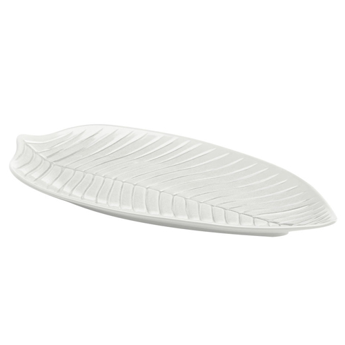 Elite Global Solutions M179PL Naturals Display White 17 3/4" Leaf Melamine Platter - Case of 4