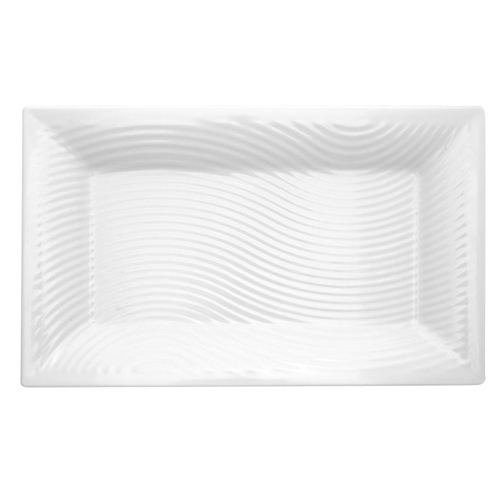 Elite Global Solutions M1912RC Pura Vita Rectangular Melamine Ribbed Platter - Case of 3
