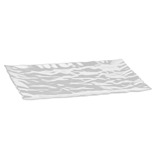 Elite Global Solutions M513 Crinkled Paper Display White 13 1/8" x 5" Rectangular Melamine Tray - Case of 6