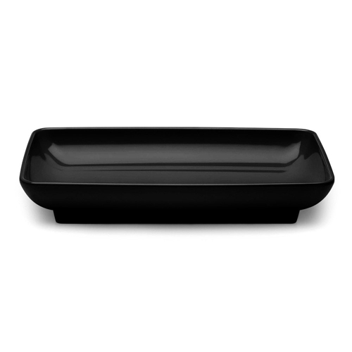 Elite Global Solutions M85145 Pappasan Black 14 1/2" Rectangular Melamine Platter - Case of 3