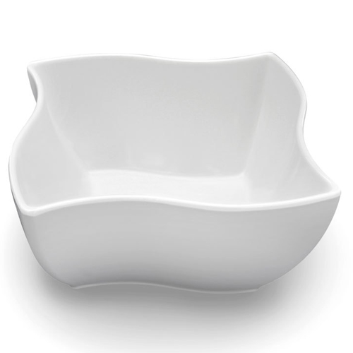 Elite Global Solutions M854NW Wave Display White qt. Square Melamine Bowl - Case of