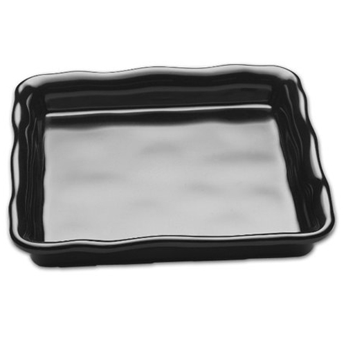 Elite Global Solutions M858 The Edge Black 8 5/8" x 8 5/8" x 1 5/8" Square Organic Shape Tray - Case of 6