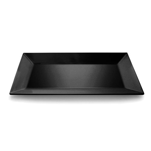 Elite Global Solutions M914RCB Wave Black 13 3/4" x 9" Rectangular Melamine Platter - Case of 6