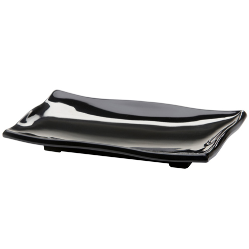 Elite Global Solutions M96WB Foundations Black 9 1/2" x 6" Rectangular Wave Platter - Case of 6