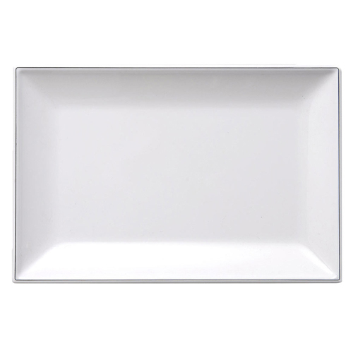 Elite Global Solutions PD250L Viva 9 3/4" x 6 1/2" White Rectangular Platter with Black Trim - Case of 6