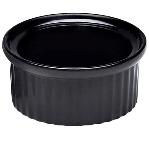 Elite Global Solutions R1 Ramekins 1 oz. Black Ribbed Ramekin - Case of 6