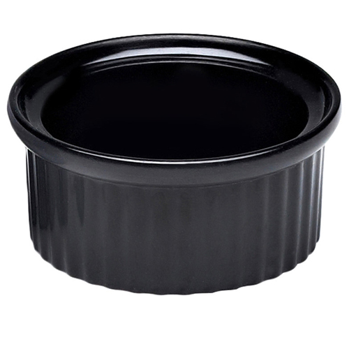 Elite Global Solutions R2 Ramekins 2 oz. Black Ribbed Ramekin - Case of 6