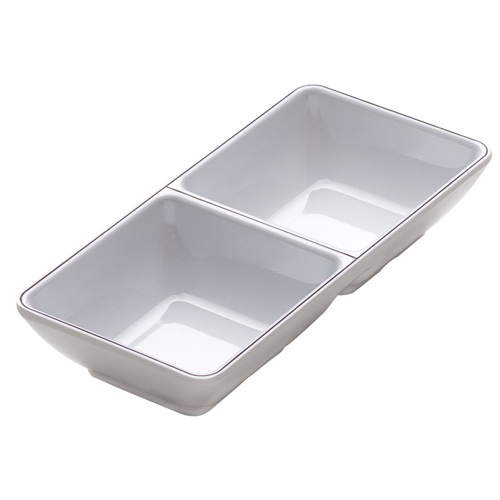 Elite Global Solutions SD150L Viva 4.7 oz. White Rectangular Two Compartment Tray - Case of 6