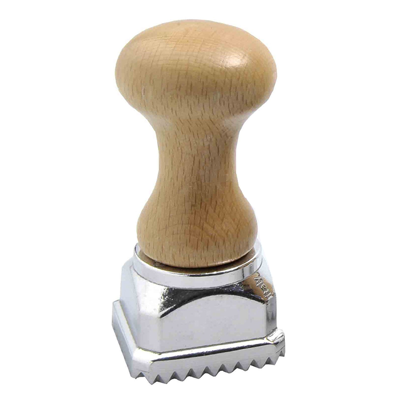 Eppicotispai Aluminum Square Ravioli Ejector Stamp with Beechwood Handle, 1-3/4"