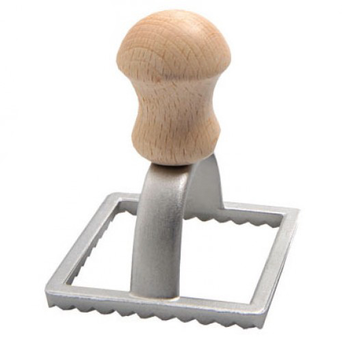 Eppicotispai Aluminum Square Ravioli Stamp w/ Beechwood Handle, 2-3/4" x 2-3/4"