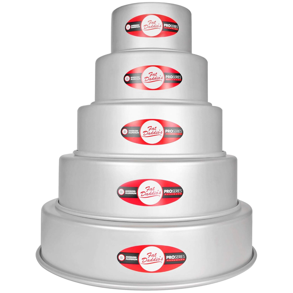 Fat Daddio's Aluminum Round Cake Pan Set, 5 Piece Set