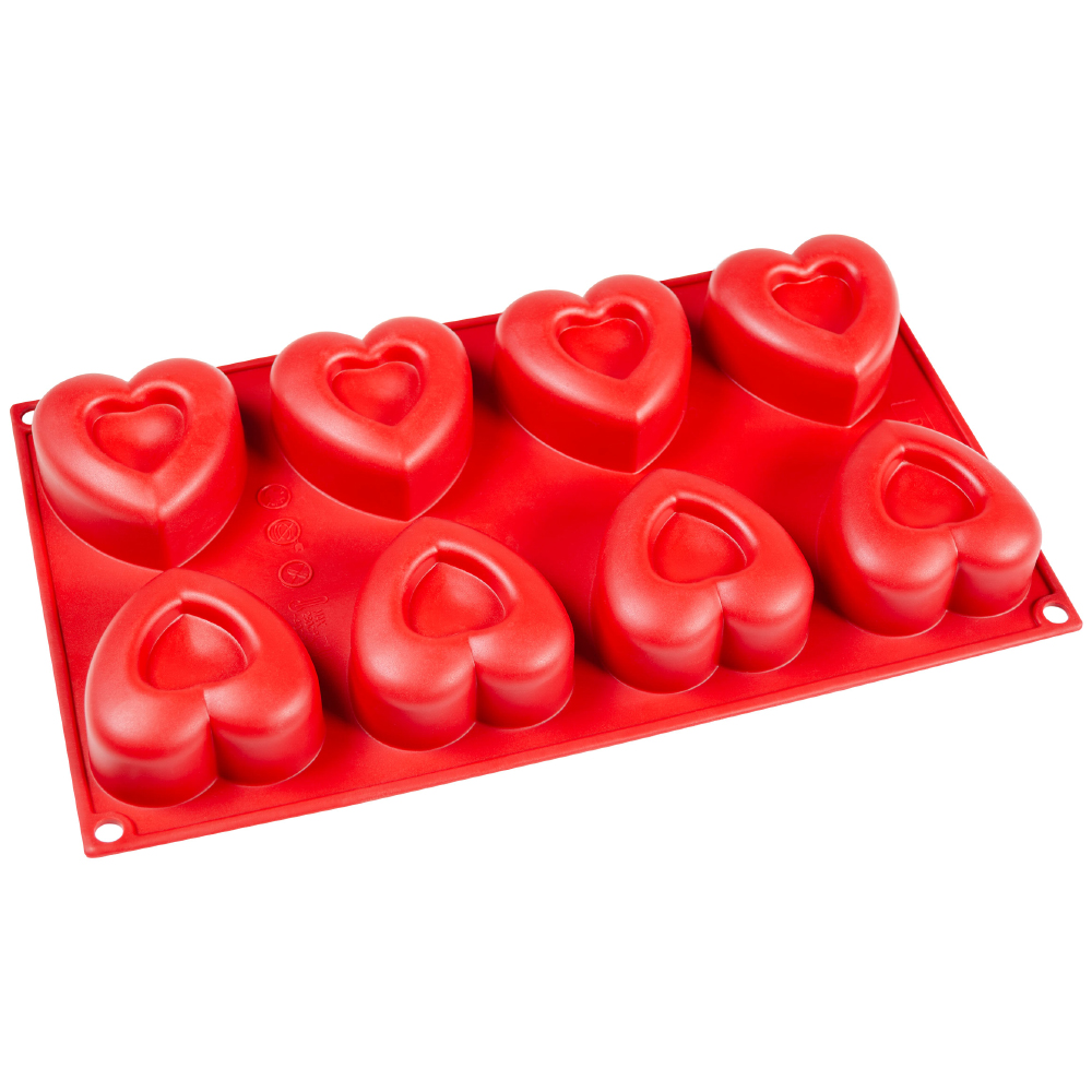 Fat Daddio's Silicone Mold, Dimpled Heart, oz., 8 Cavities