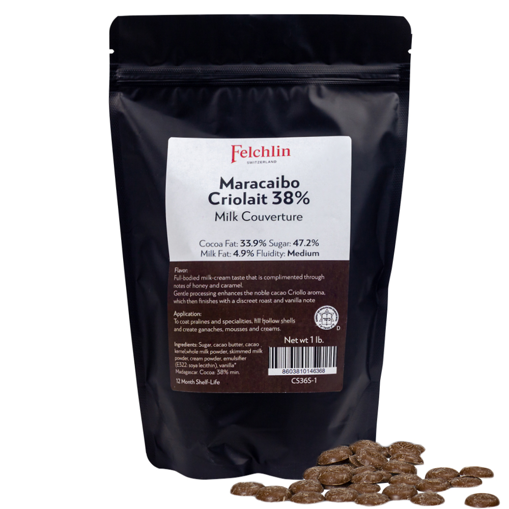 Felchlin Maracaibo Criolait 38% Milk Chocolate Couverture, 1 Lb.