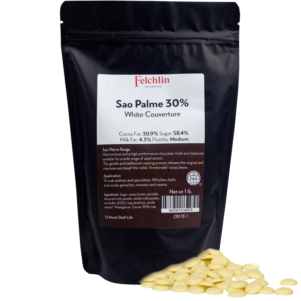 Felchlin Sao Palme 30% White Couverture Chocolate, 1 Lb.